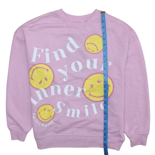 Womens UK Size XS SmileyWorld Pink Pullover Sweatshirt