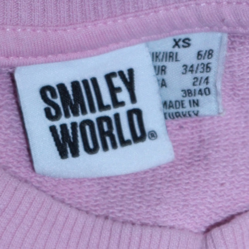 Womens UK Size XS SmileyWorld Pink Pullover Sweatshirt