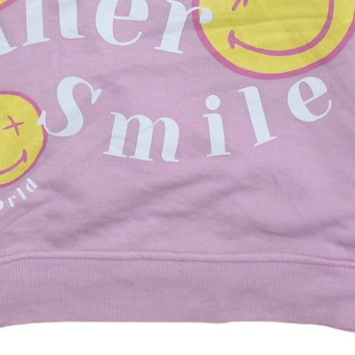 Womens UK Size XS SmileyWorld Pink Pullover Sweatshirt