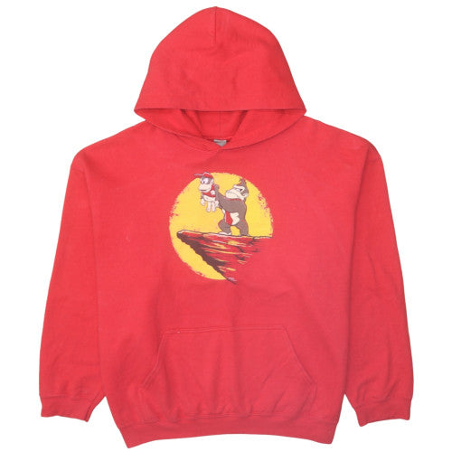 Mens UK Size XL Gildan Red Pullover Hoodie