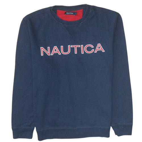 Mens UK Size L Nautica Blue Pullover Sweatshirt