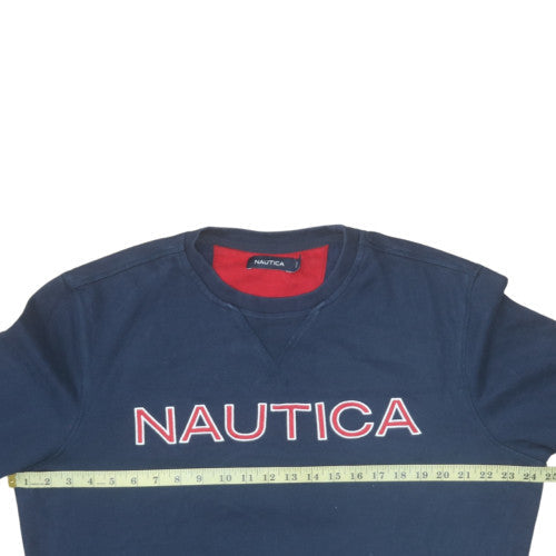 Mens UK Size L Nautica Blue Pullover Sweatshirt