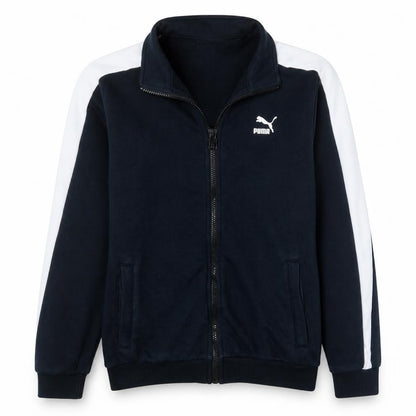 Front view of Puma boys’ black white track jacket 13-14 years xl full zip athletic