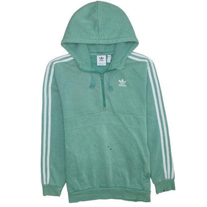 Additional front view of Adidas Men's Green 1/4 Zip Hoodie, size S, Sports Fleece