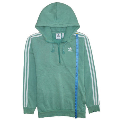 Back view of Adidas Men's Green 1/4 Zip Hoodie, size S, Sports Fleece