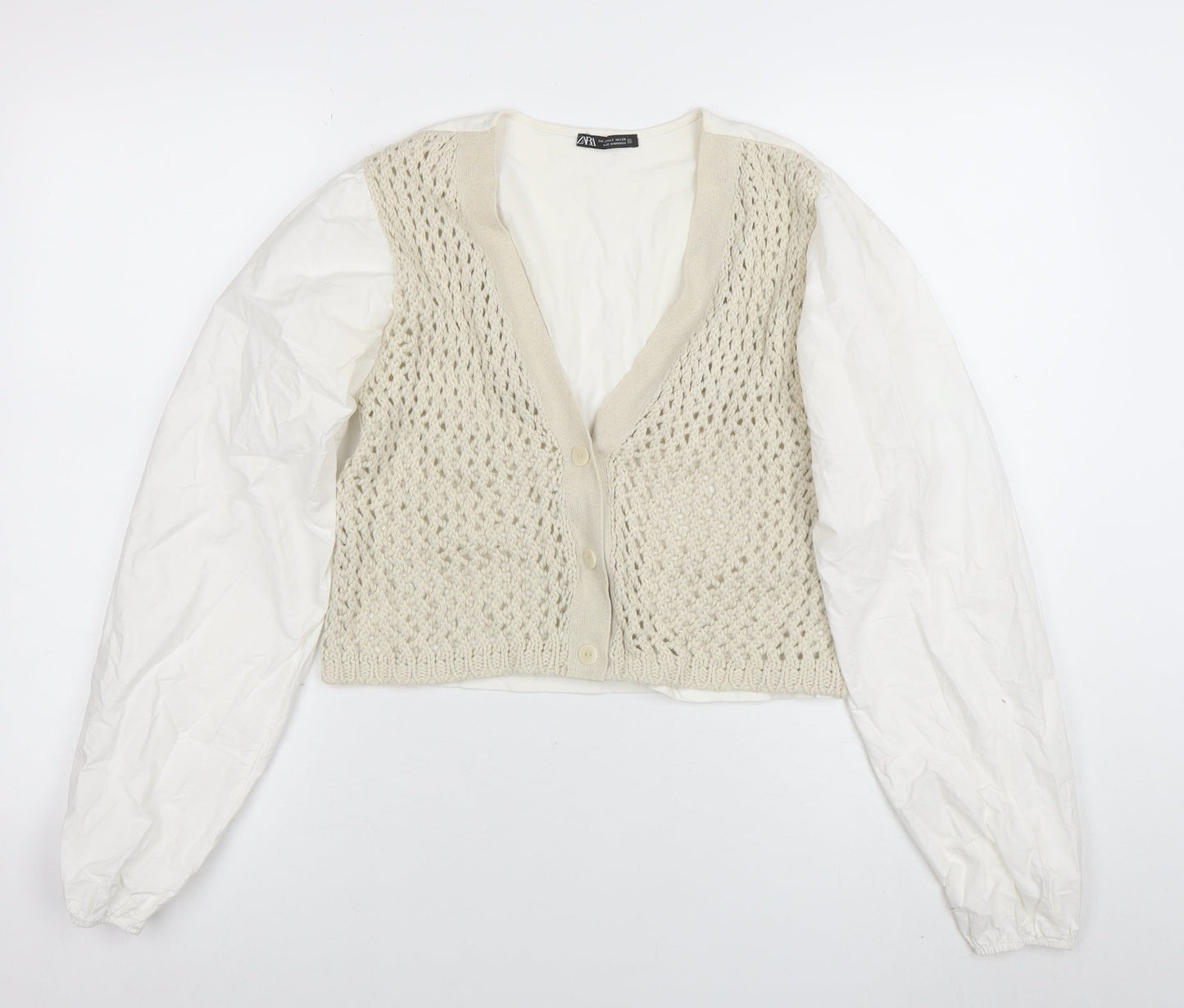 Womens UK Size S Zara Ivory Cardigan Jumper