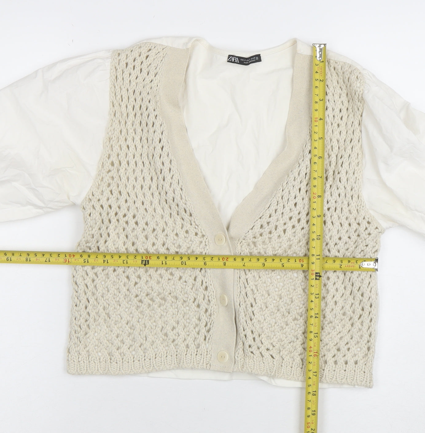 Womens UK Size S Zara Ivory Cardigan Jumper