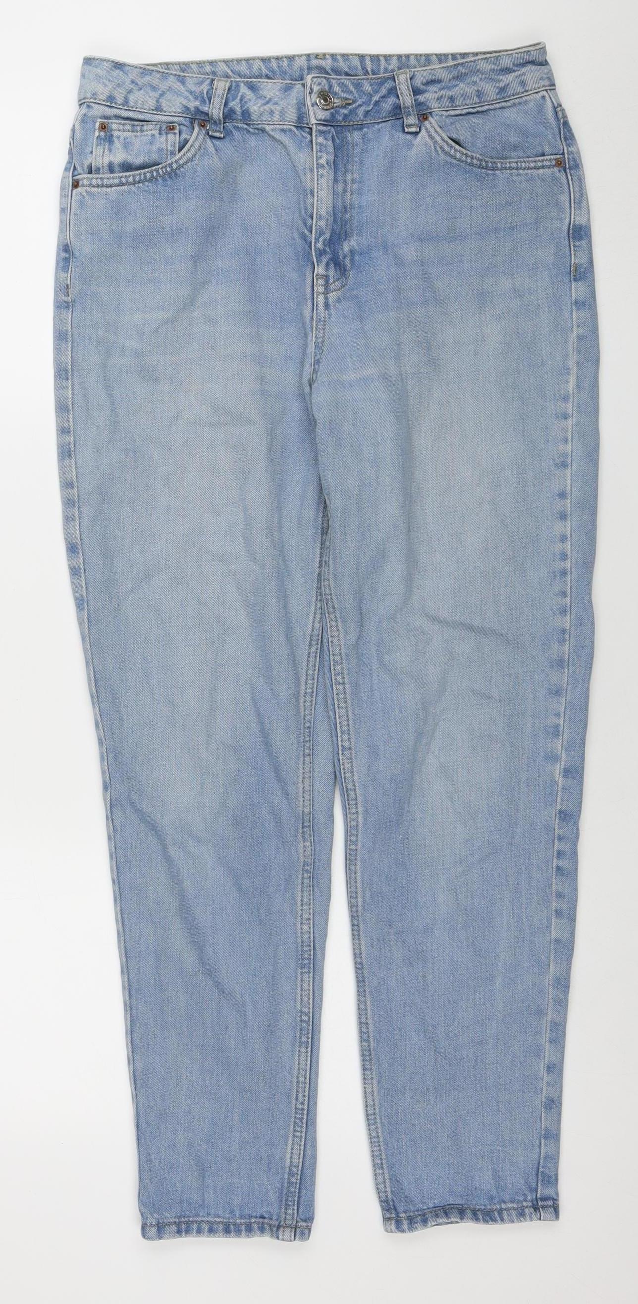 Womens UK Size 12 Topshop Regular Fit Straight Blue Jeans