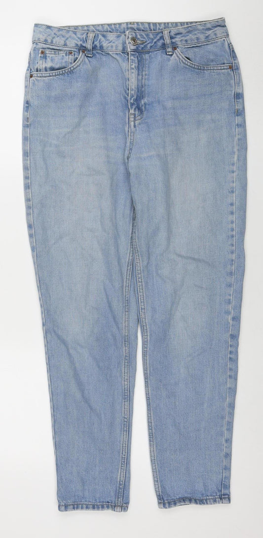 Womens UK Size 12 Topshop Regular Fit Straight Blue Jeans
