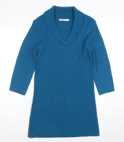 Womens UK Size L Marks and Spencer Blue Tunic Jumper