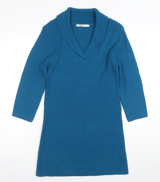 Womens UK Size L Marks and Spencer Blue Tunic Jumper