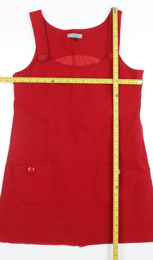 Womens UK Size 14 Red Herring Pinafore/Dungaree Dress