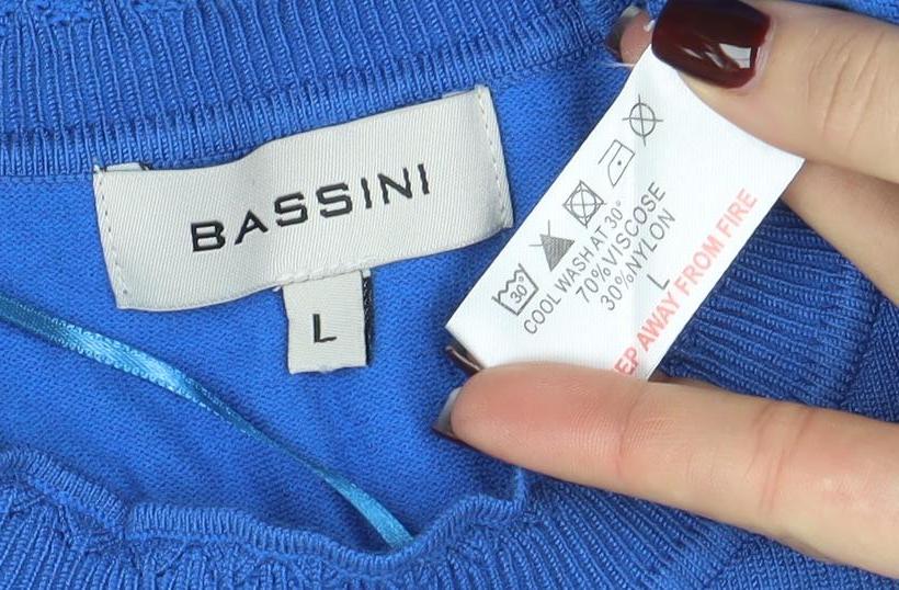 Womens UK Size L BASSINI Blue Pullover Jumper