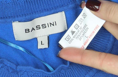 Womens UK Size L BASSINI Blue Pullover Jumper