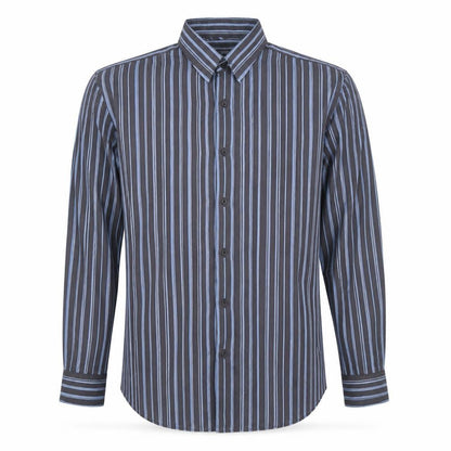 Thomas Nash Men's Blue Striped Long Sleeve Cotton Shirt M