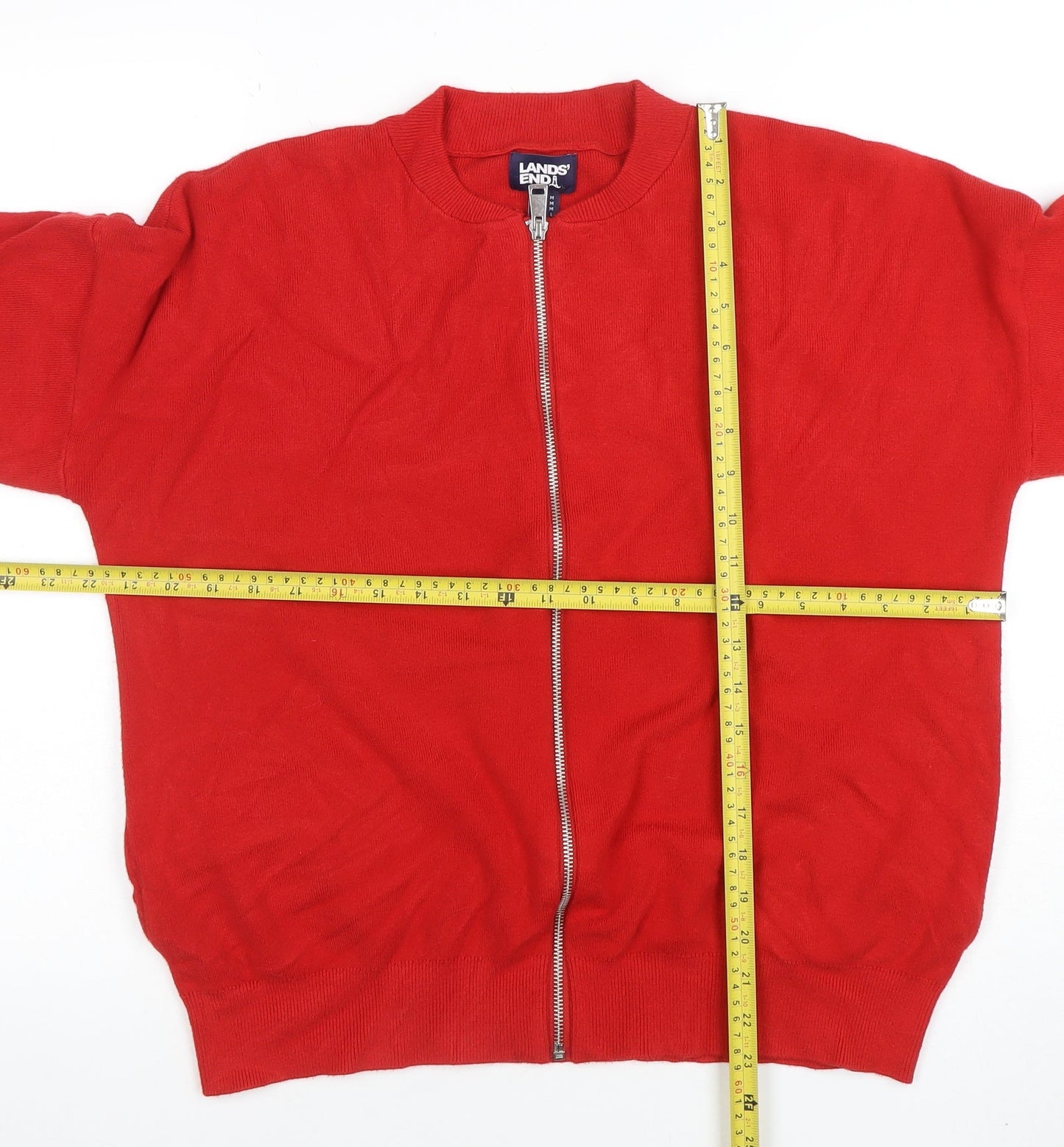 Womens UK Size L Lands' End Red Full Zip Jumper