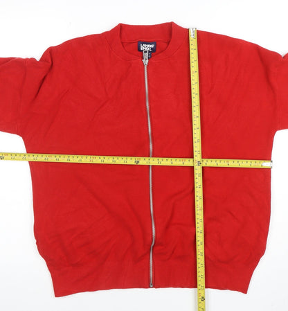 Womens UK Size L Lands' End Red Full Zip Jumper