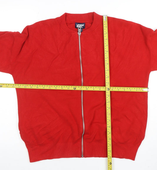 Womens UK Size L Lands' End Red Full Zip Jumper