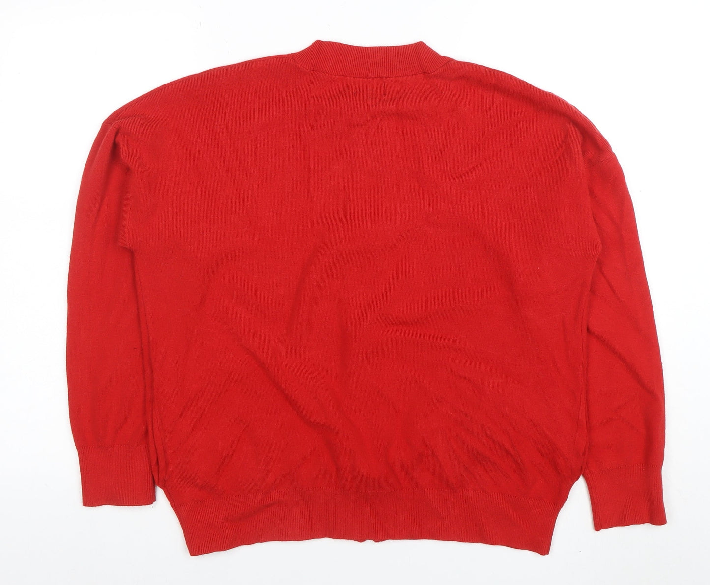 Womens UK Size L Lands' End Red Full Zip Jumper