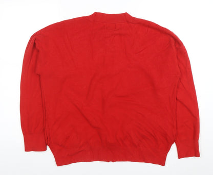 Womens UK Size L Lands' End Red Full Zip Jumper