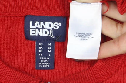 Womens UK Size L Lands' End Red Full Zip Jumper