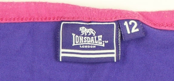 Womens UK Size 12 Lonsdale Purple Basic T-Shirt