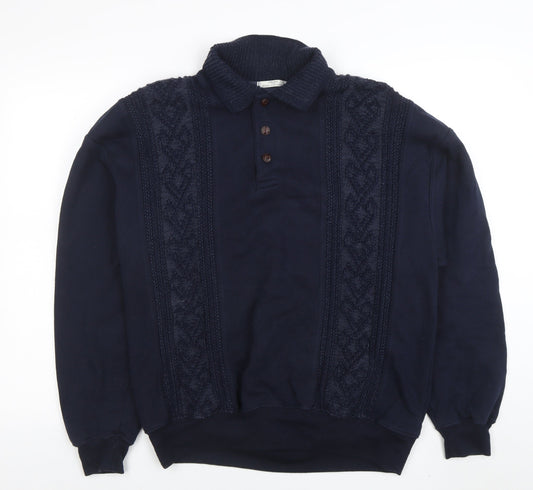 Mens UK Size L Marks and Spencer Blue Henley Sweatshirt