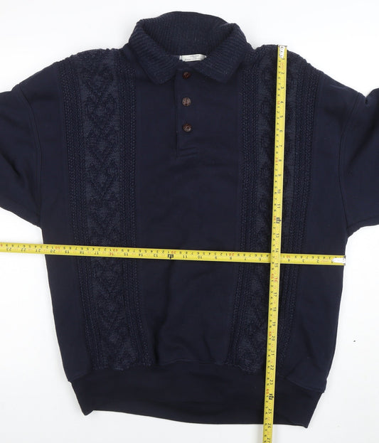 Mens UK Size L Marks and Spencer Blue Henley Sweatshirt