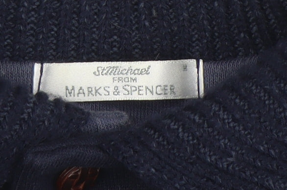 Mens UK Size L Marks and Spencer Blue Henley Sweatshirt