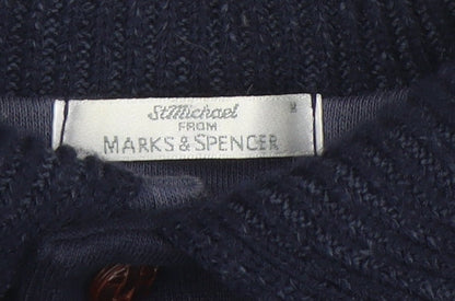 Mens UK Size L Marks and Spencer Blue Henley Sweatshirt