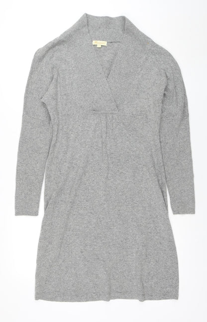 Monsoon Women’s Grey Knit V-Neck Sweater Dress Size M