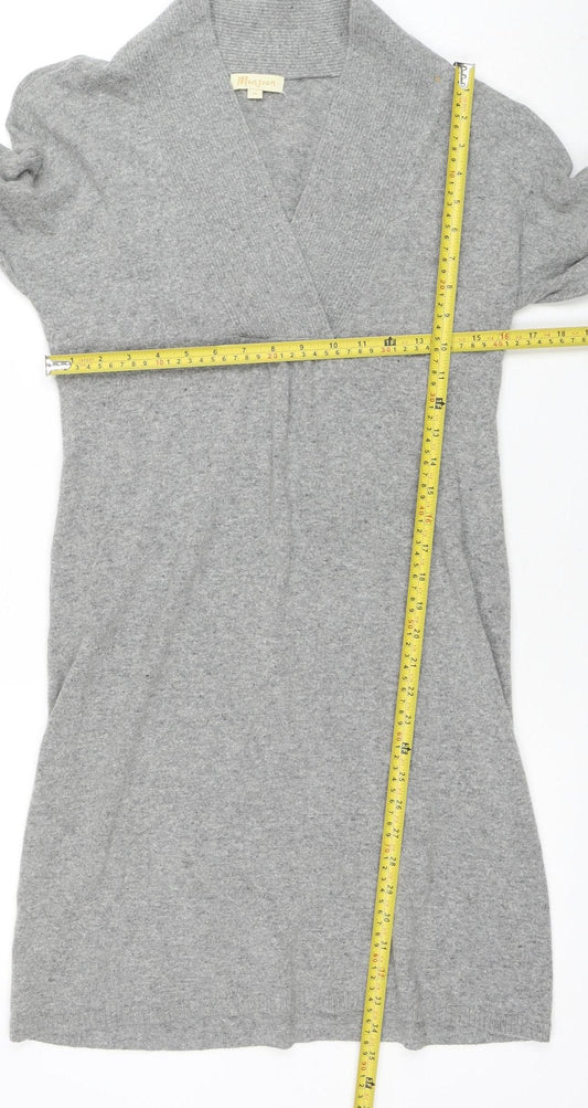 Monsoon Women’s Grey Knit V-Neck Sweater Dress Size M