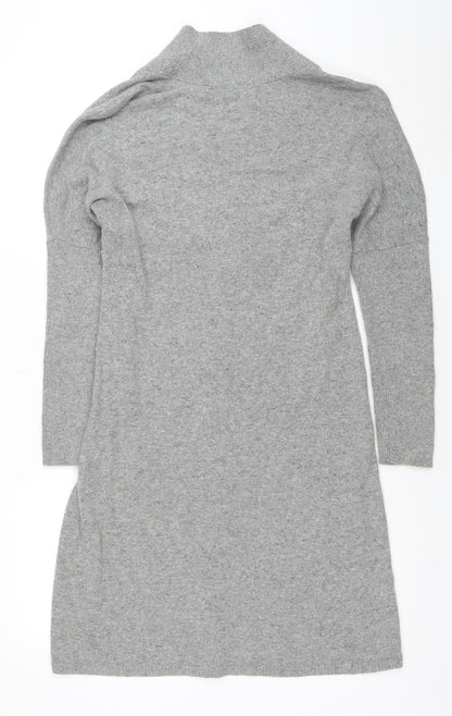 Monsoon Women’s Grey Knit V-Neck Sweater Dress Size M