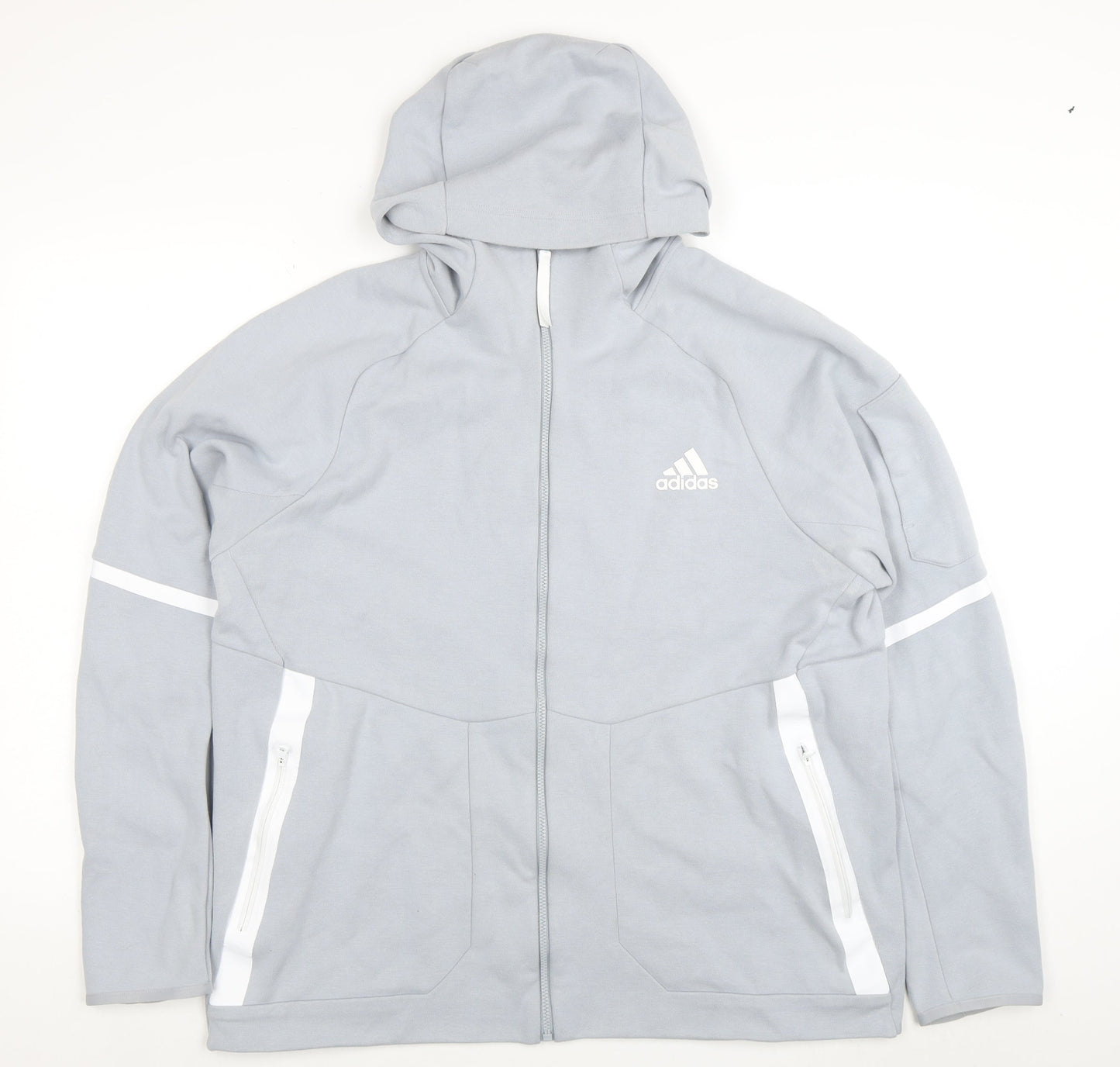 Mens UK Size XL adidas Grey Full Zip Hoodie