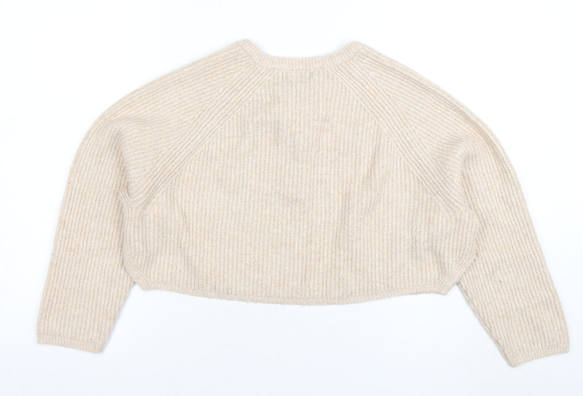 Womens UK Size S Pull&Bear Beige Henley Jumper