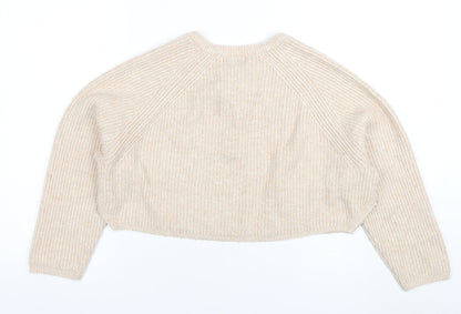 Womens UK Size S Pull&Bear Beige Henley Jumper