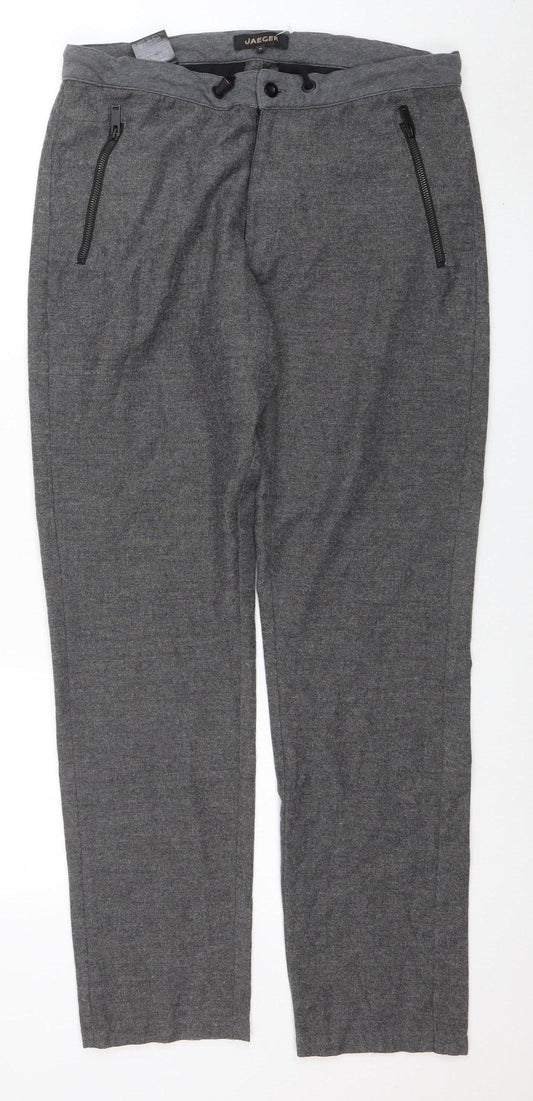 Womens UK Size M Jaeger Regular Fit Business Casual Workwear Grey Trousers
