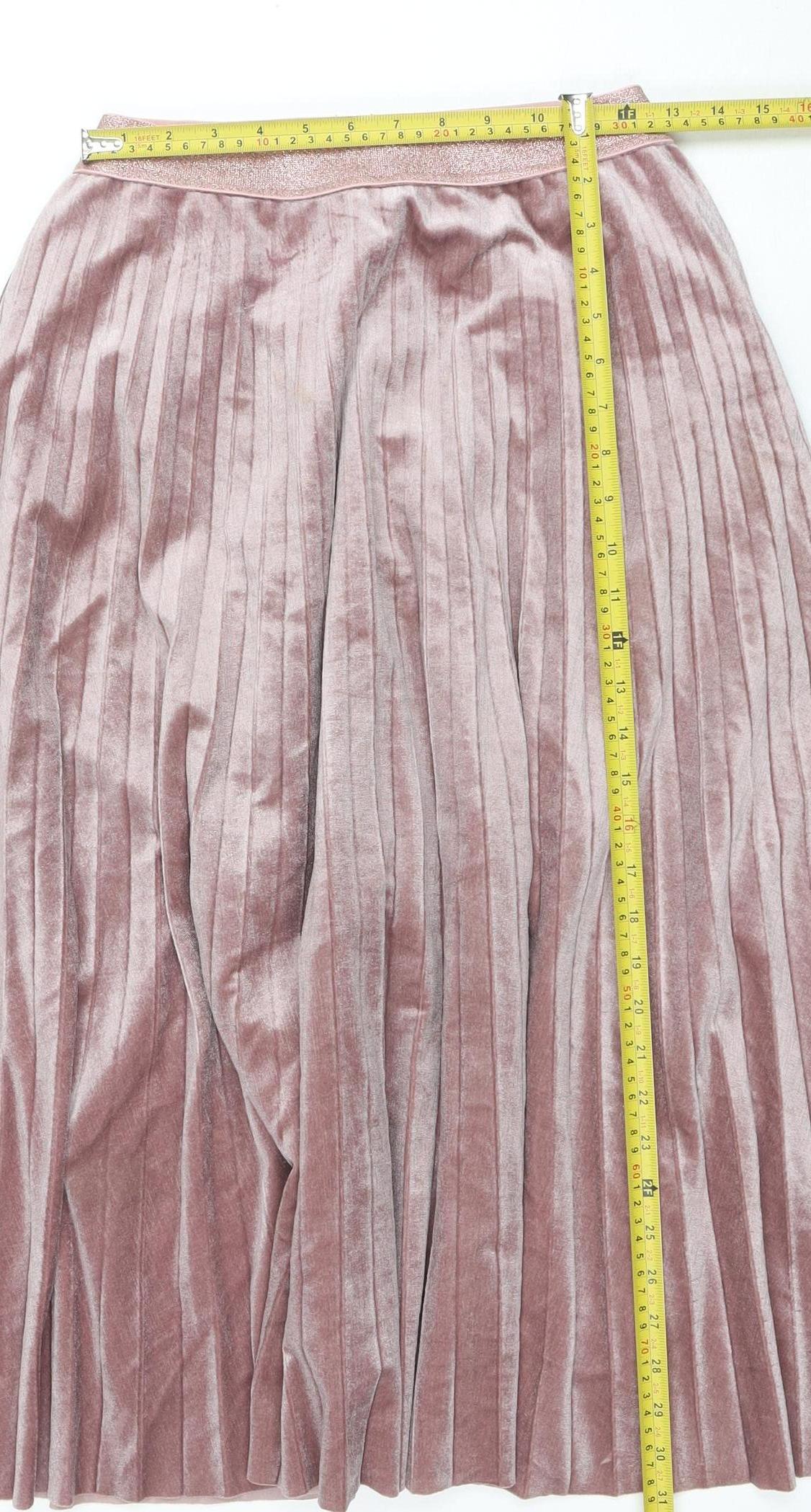 Womens UK Size L LEO & UGO Pleated Velvet Skirt