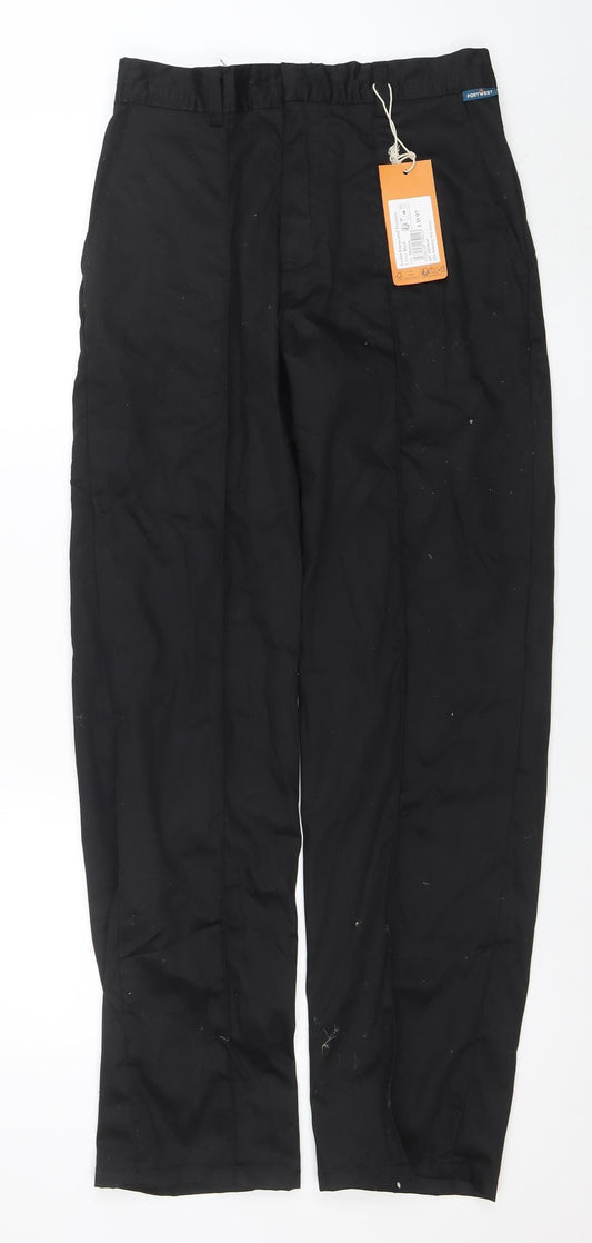 Mens UK Size M Portwest Regular Fit Workwear Black Trousers