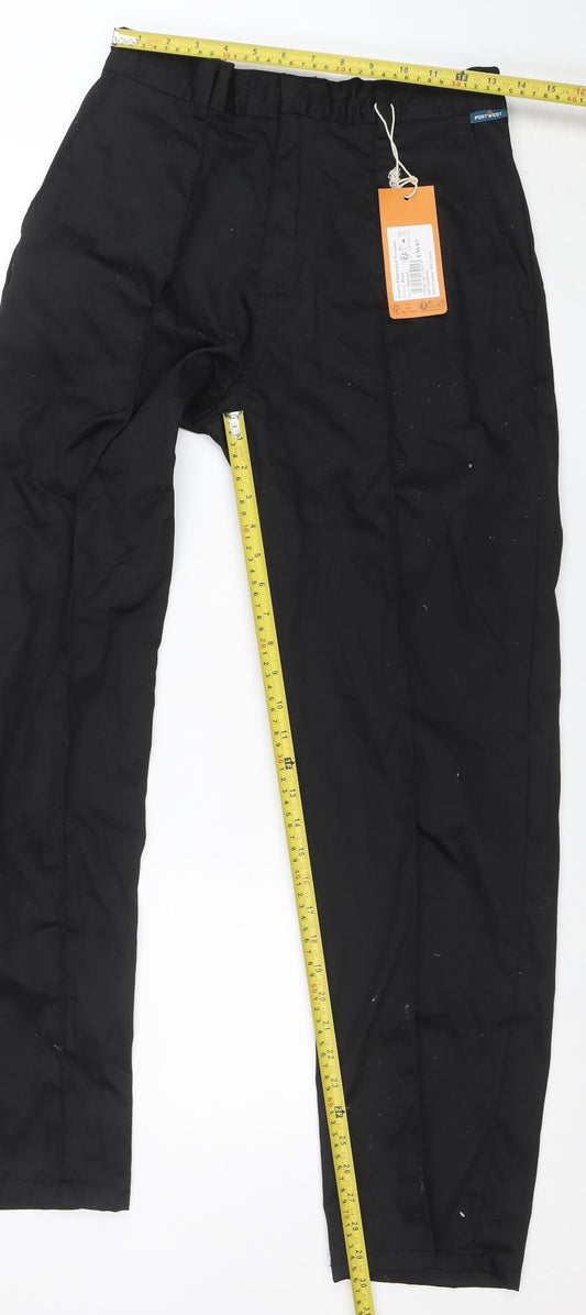 Mens UK Size M Portwest Regular Fit Workwear Black Trousers