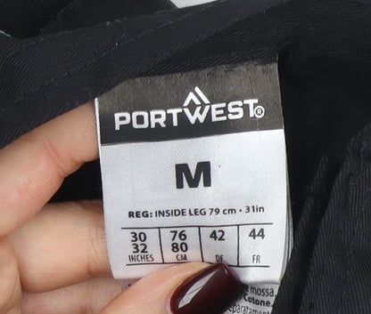 Mens UK Size M Portwest Regular Fit Workwear Black Trousers