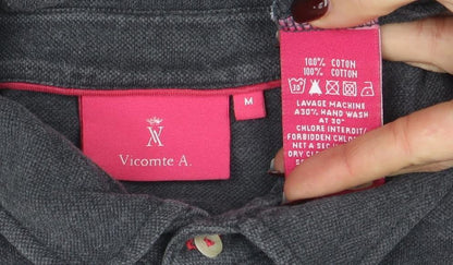 Womens UK Size M VICOMTE A. Grey Basic Polo
