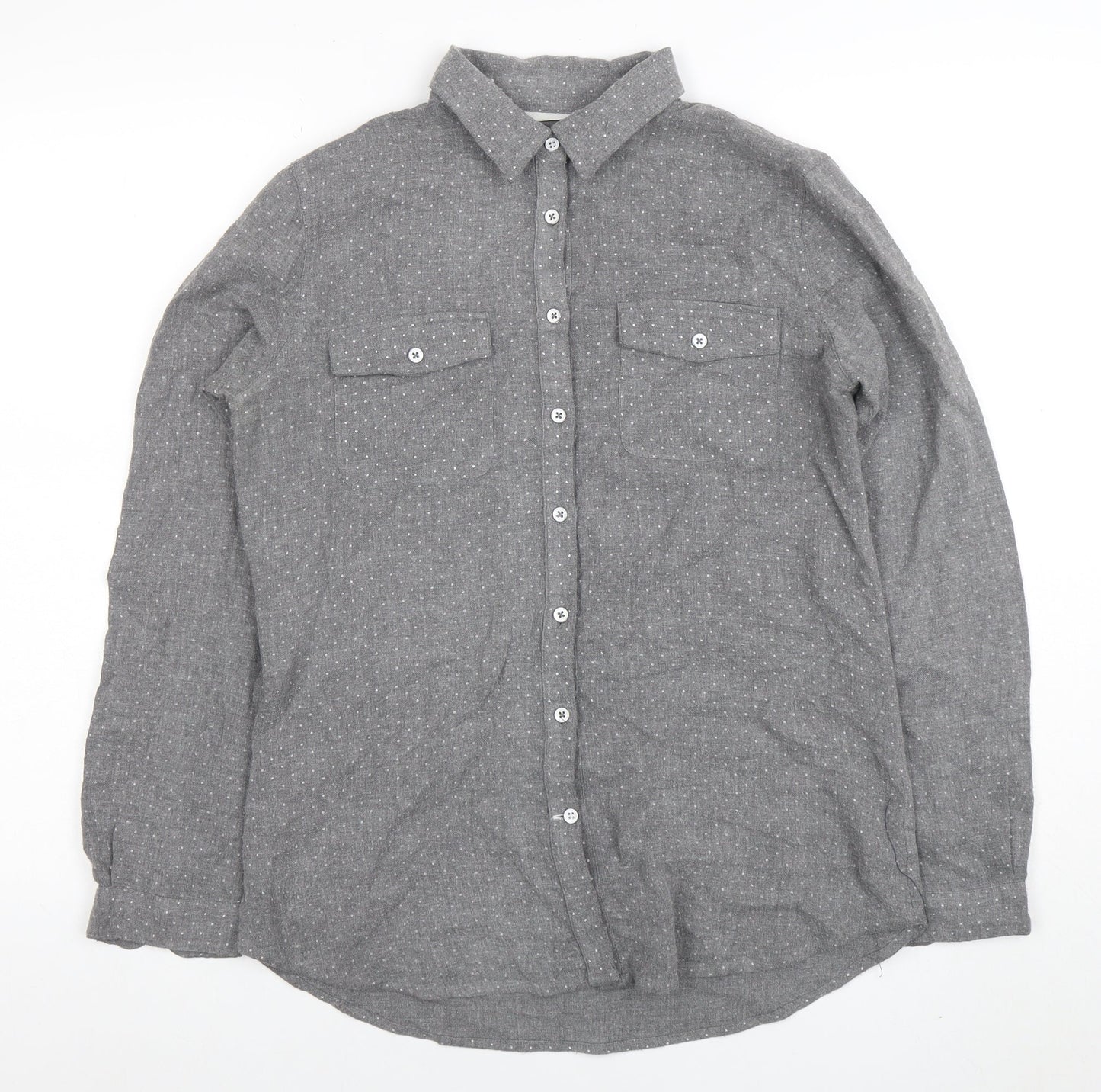 Womens UK Size 10 Crew Clothing Co. Grey Classic Button-Up