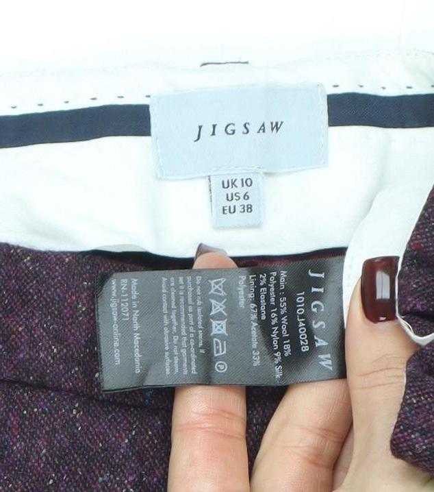 Womens UK Size 10 Jigsaw Regular Fit Business Casual Purple Trousers