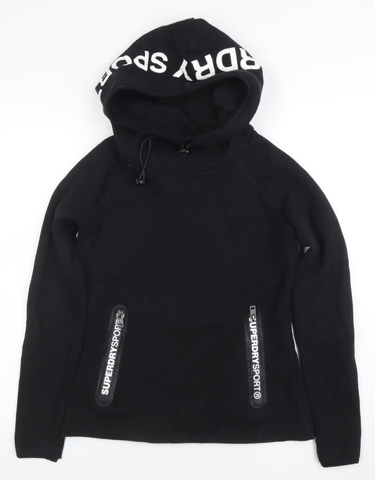 Womens UK Size XS Superdry Black Pullover Hoodie