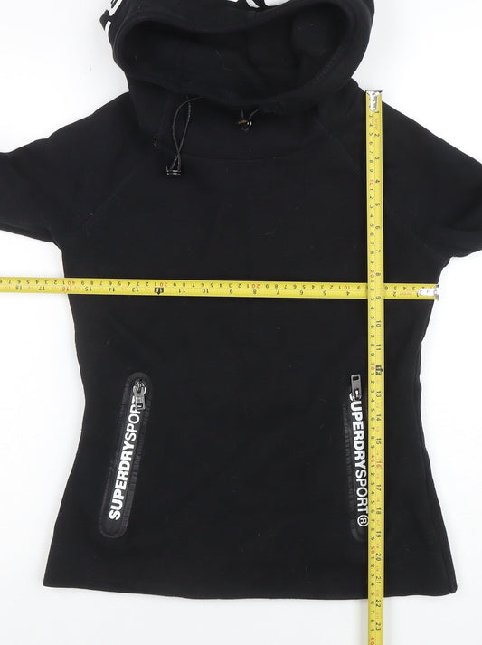Womens UK Size XS Superdry Black Pullover Hoodie
