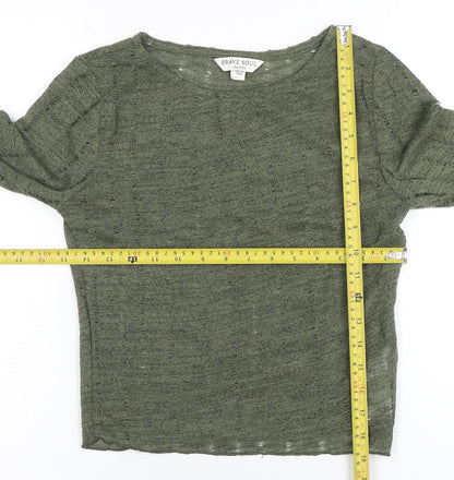 Womens UK Size XS Brave Soul Green Pullover Jumper