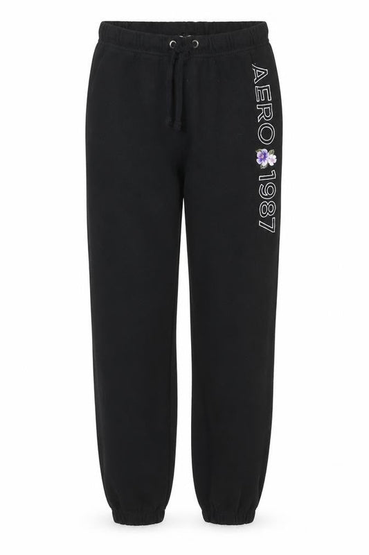 Womens UK Size M Aéropostale Regular Fit Jogger Black Trousers