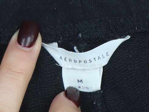 Womens UK Size M Aéropostale Regular Fit Jogger Black Trousers