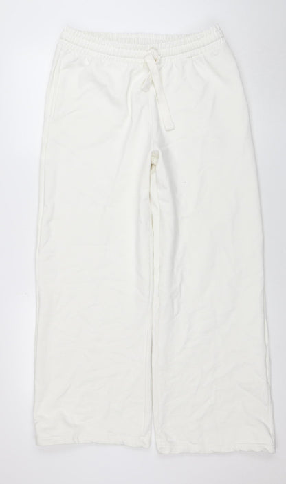 Womens UK Size M PRETTYLITTLETHING Regular Fit Sweatpants White Trousers